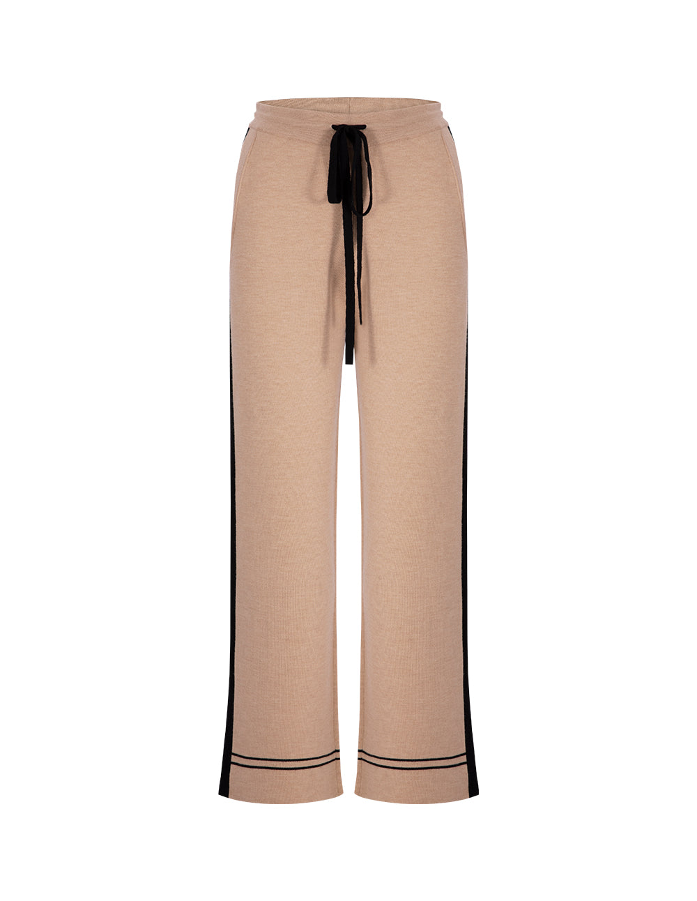 MARYLING Camel Contrast Knitted Trousers