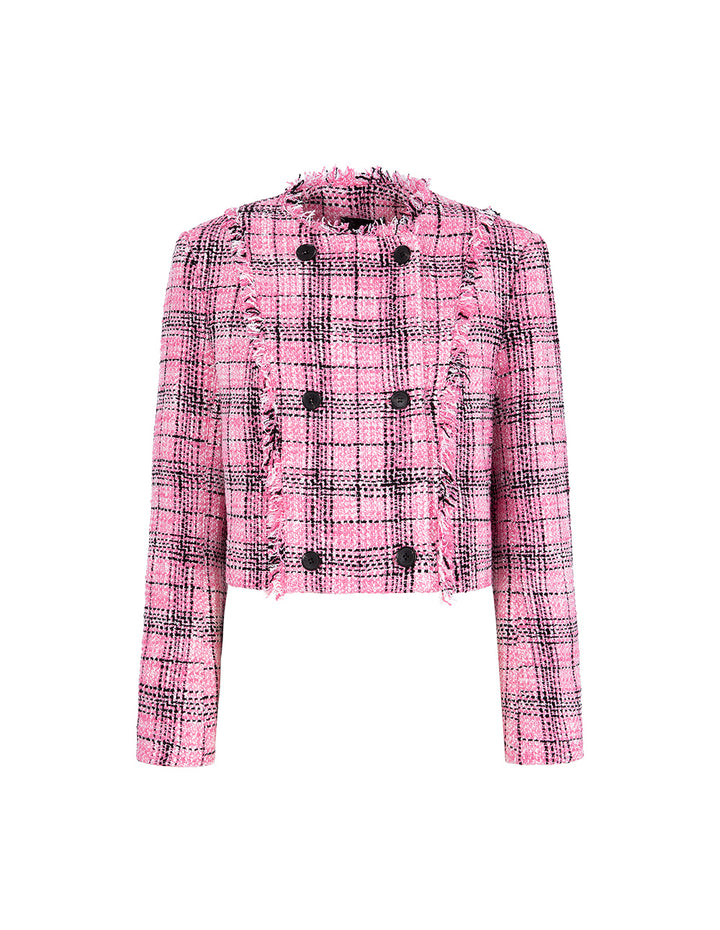MARYLING Checked Tweed Bomber Jacket
