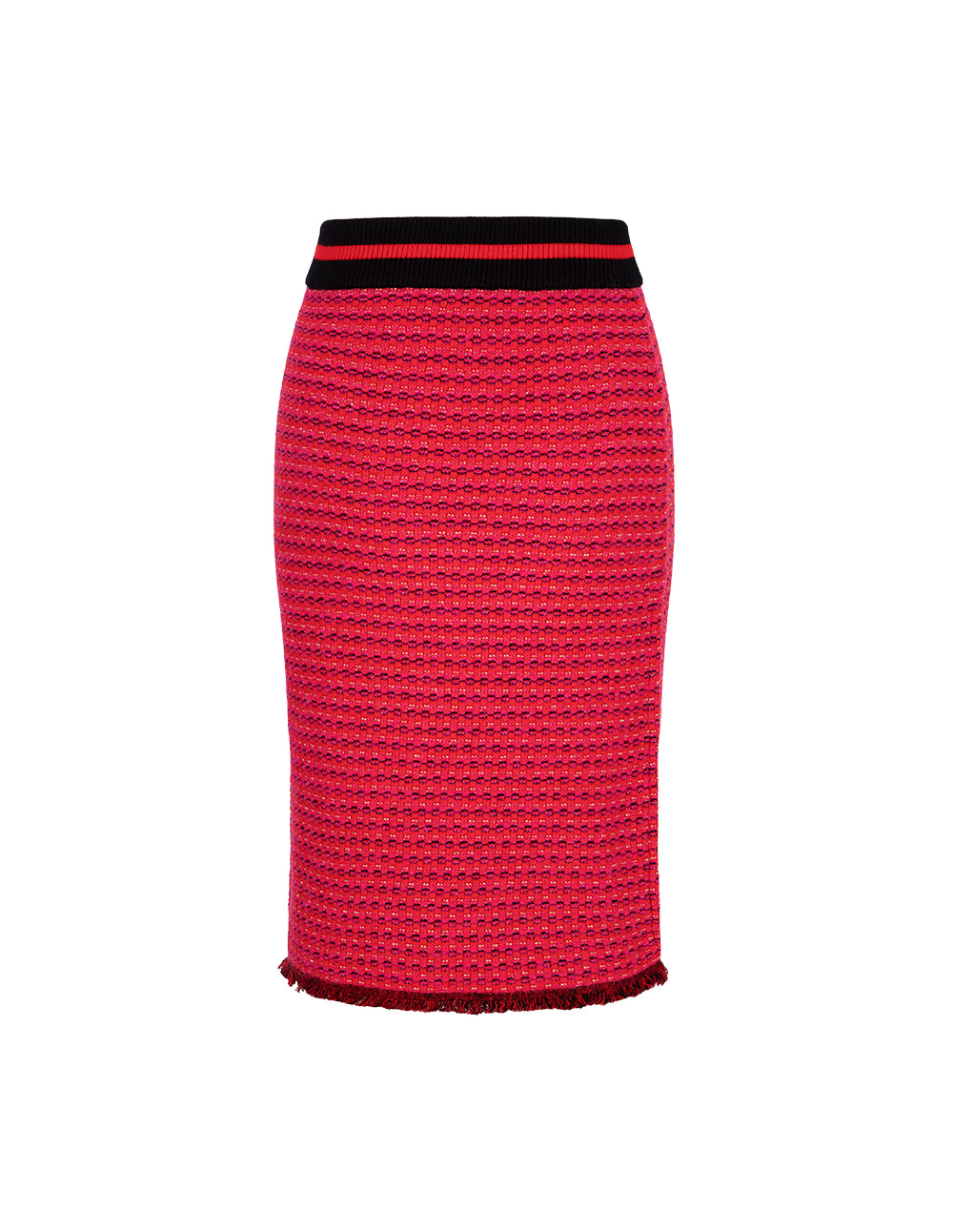 MARYLING Raspberry Plaid Knitted Skirt