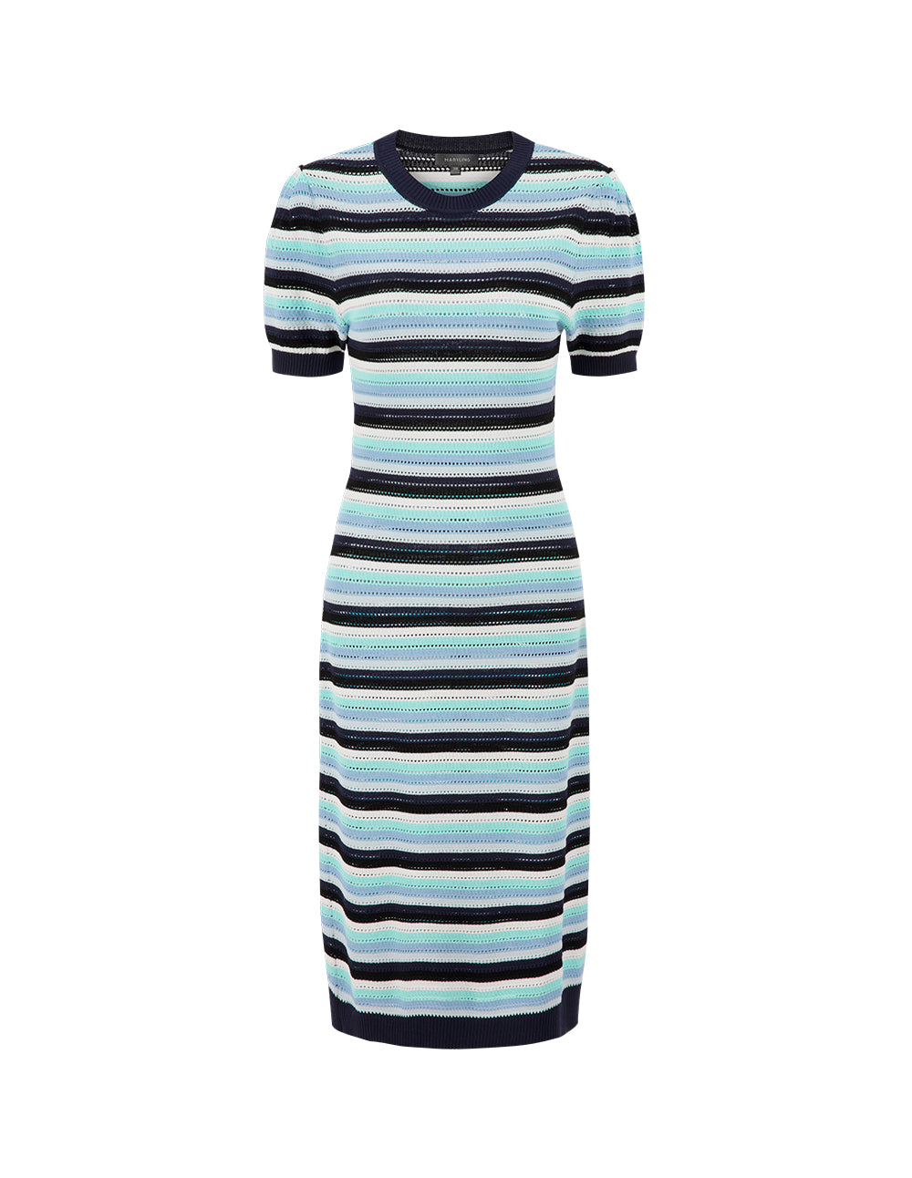 MARYLING Blue-Green Striped Knit Dress