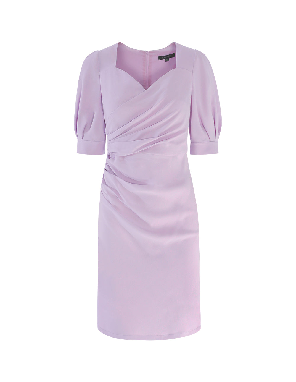 MARYLING V-Neck Puffed Sleeves Gathered Dress