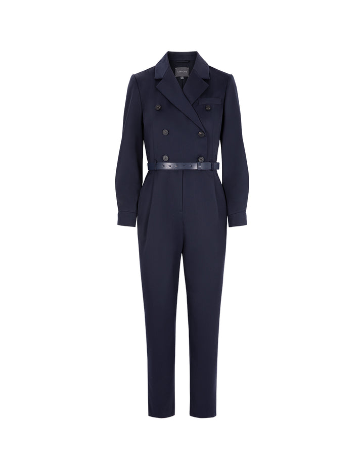 MARYLING Midnight Blue Lapel Double Breasted Jumpsuit