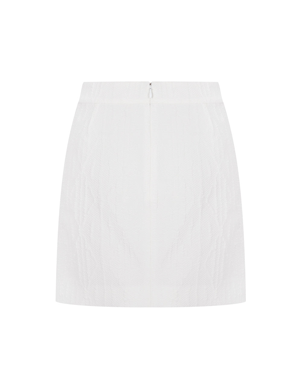 MARYLING Off-White Side Slit Pleated Mini Jacquard Skirt