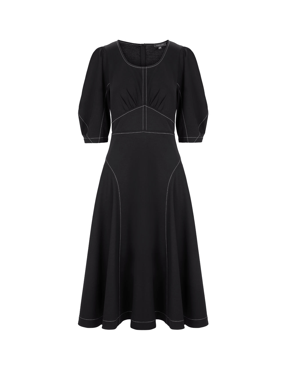 MARYLING Black And White Contrast Thread Knit Dress