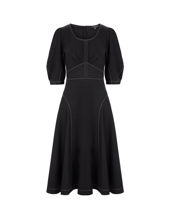 MARYLING Black And White Contrast Thread Knit Dress