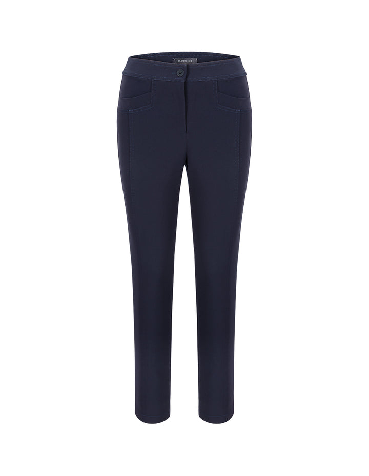 MARYLING Midnight Blue Classic Elastic Slim Pants