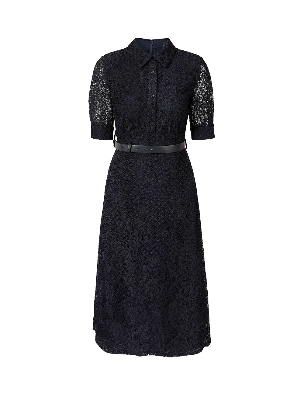 MARYLING Lace Flared Shirt Dress