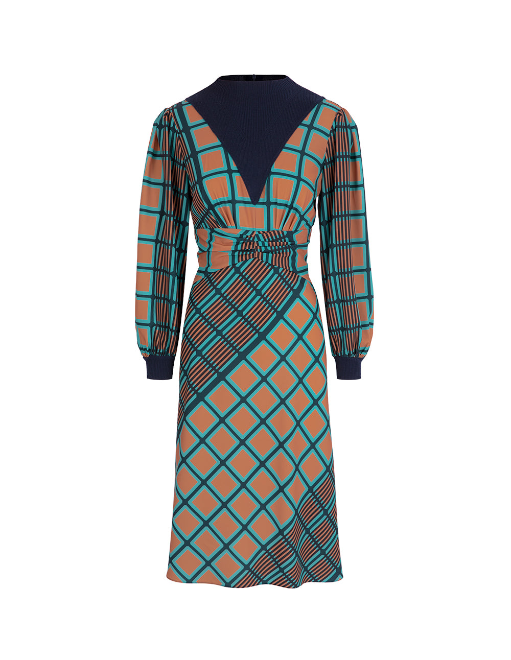 MARYLING Artistic Cube Print Fishtail Dress