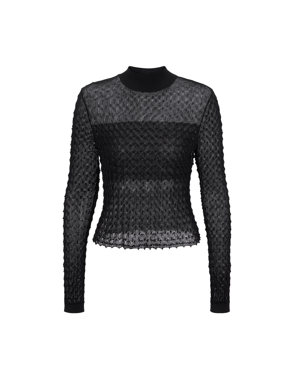 MARYLING Black Mock Neck Knit Sweater