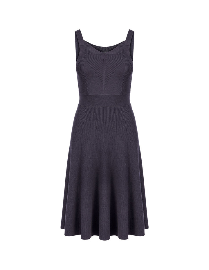 MARYLING V-Neck Strapless Black Knitted Dress