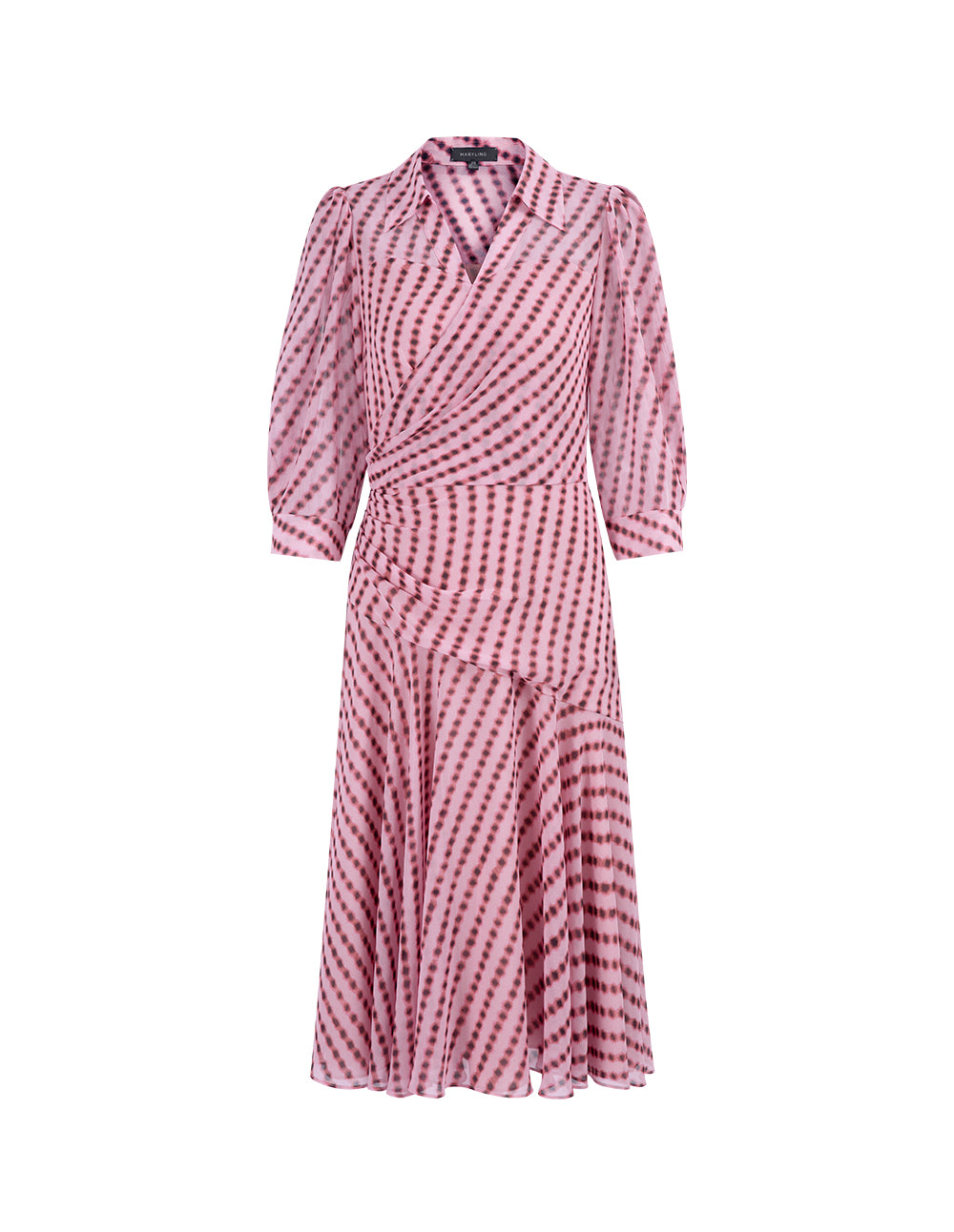 MARYLING Pink Bubble Georgette Long Sleeve Dress
