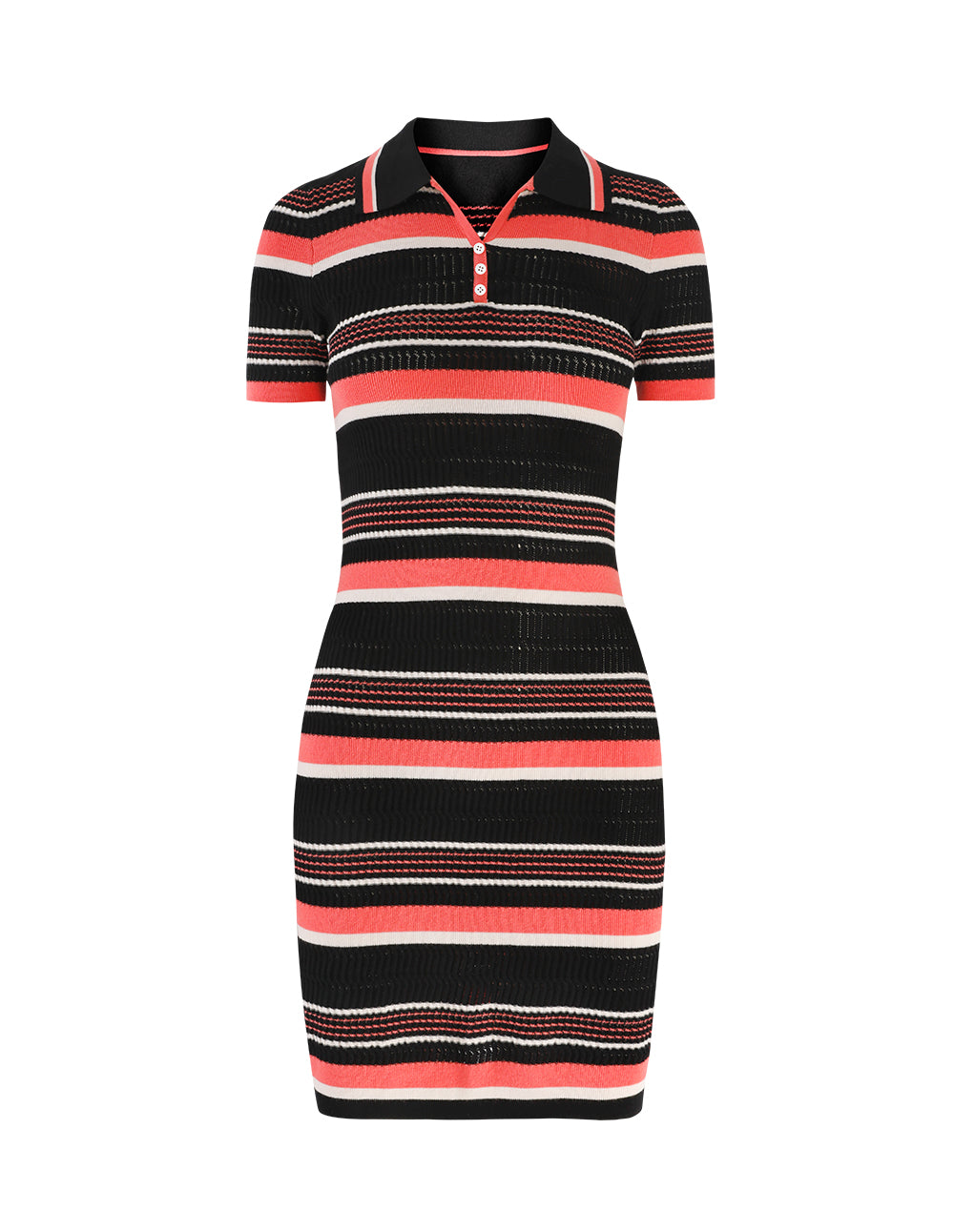 MARYLING Point Neck Short Sleeve Color Striped Dress