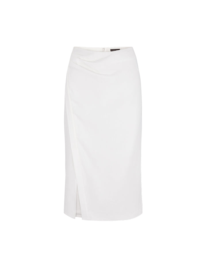 MARYLING White Straight Slit One Step Skirt
