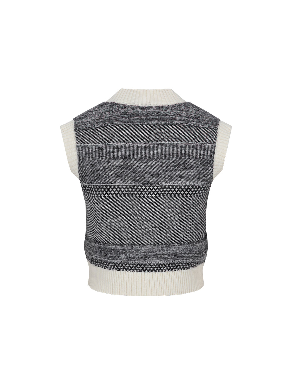 MARYLING Gradient Light Grey V-Neck Short Knit Vest