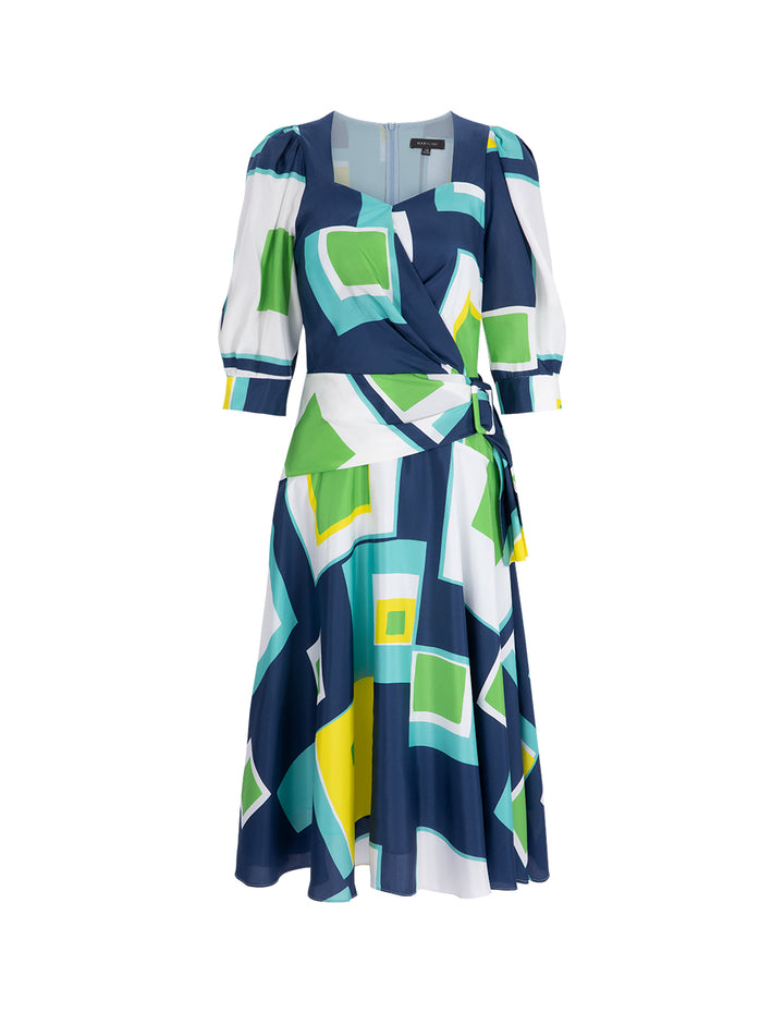 MARYLING Colour Holiday Puzzle Art Block Print Dress