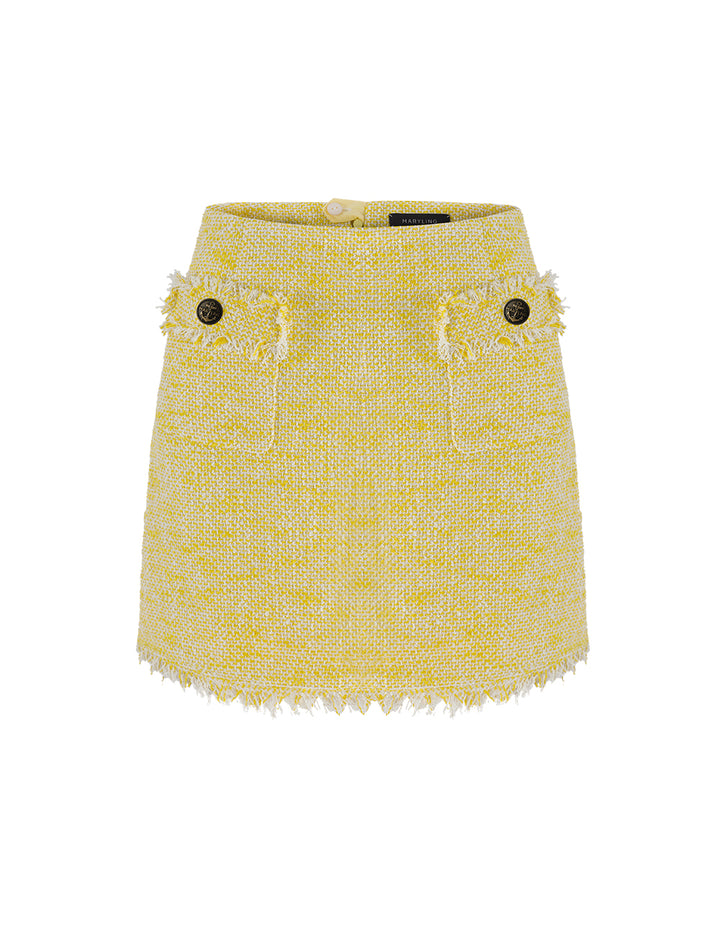 MARYLING Tweed A-Line Fringe Edge Mini Skirt