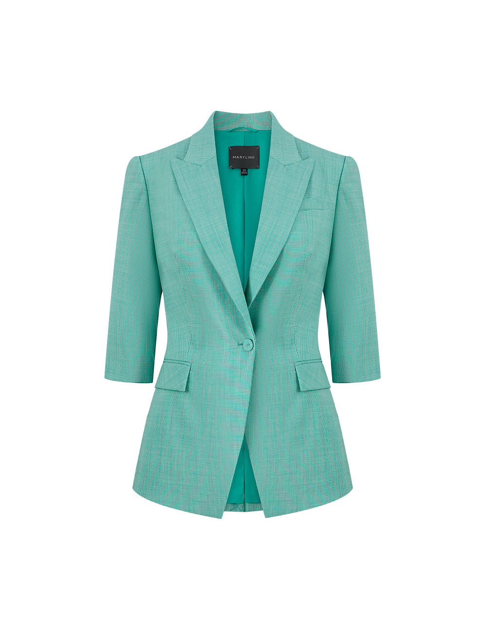 MARYLING Light Green Microcheck Houndstooth Blazer