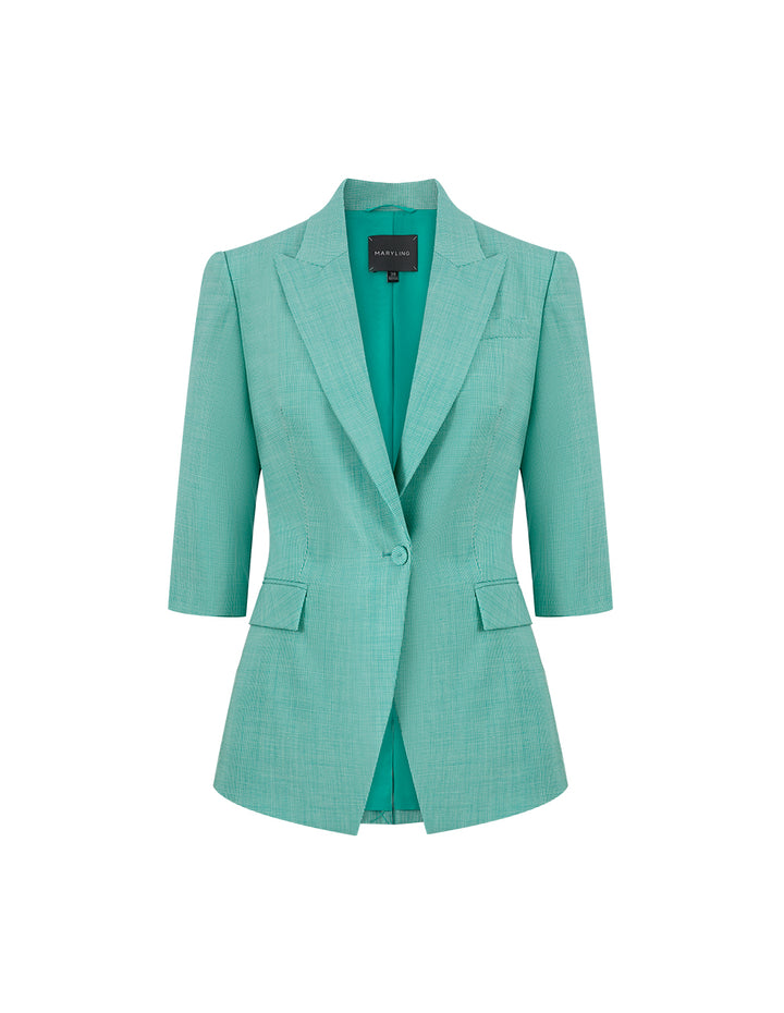MARYLING Light Green Microcheck Houndstooth Blazer
