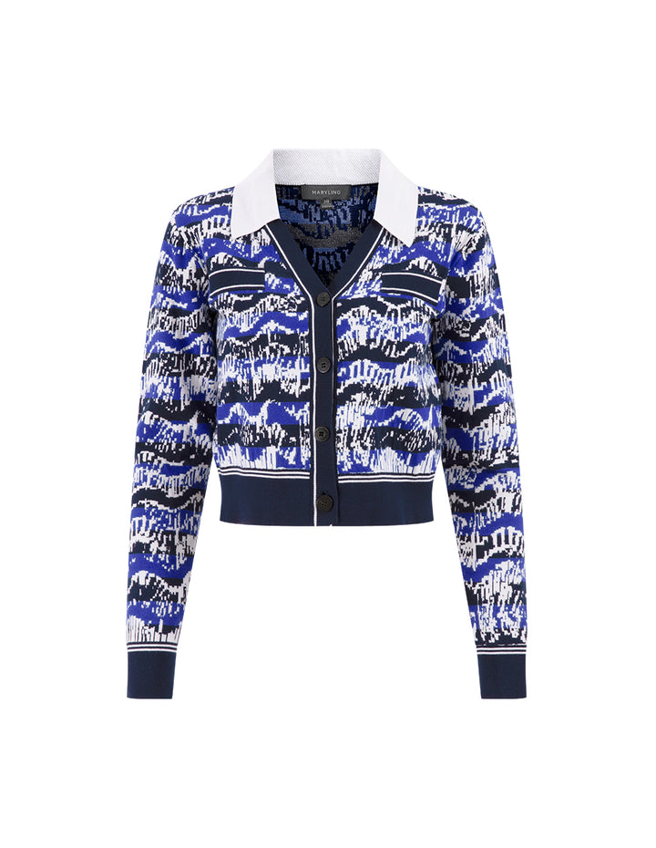 MARYLING Night Coast False Collar Jacquard Knit Jacket