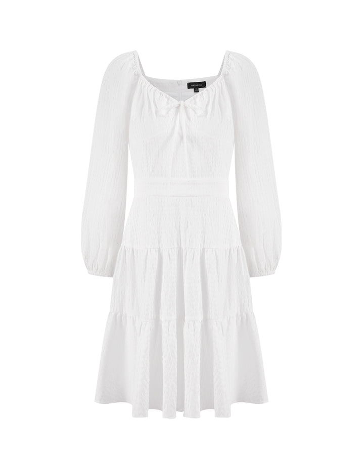 MARYLING White Drawstring Detail Dress
