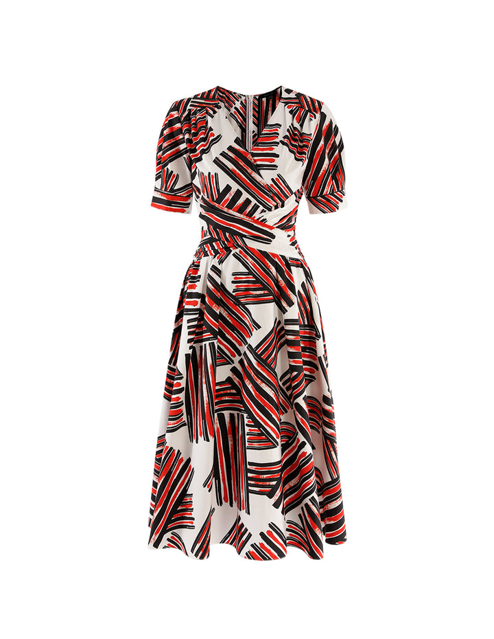 MARYLING V-Neck Puffed Sleeves Dress