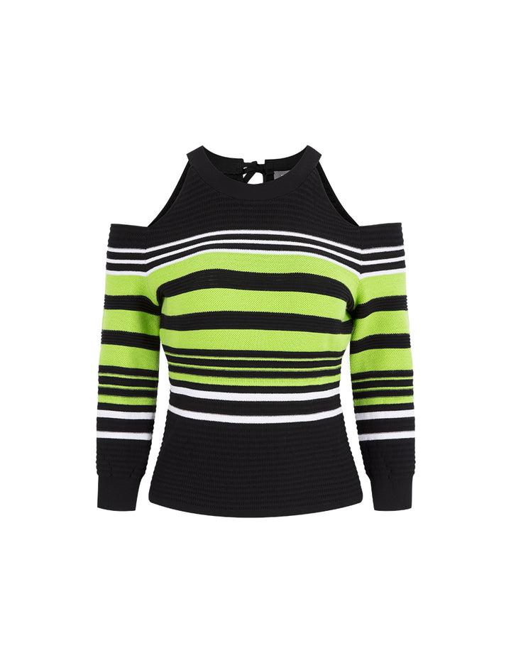 MARYLING Emerald Green Round Neck Off-Shoulder Top