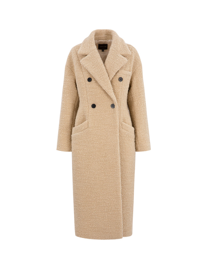 MARYLING Beige Large Lapel Double-Breasted Coat
