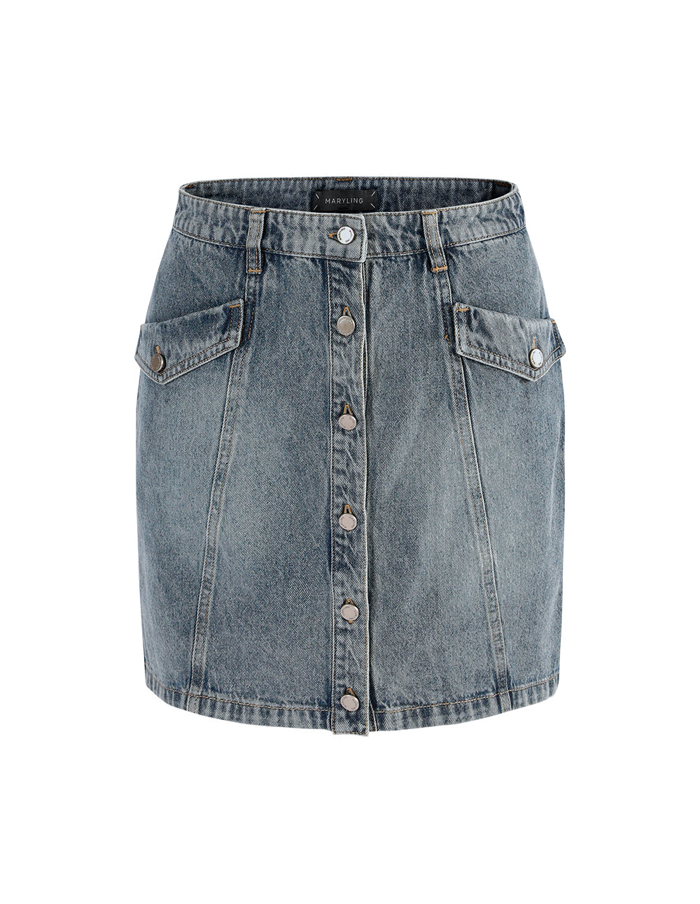 MARYLING Metal buttons  front jeans skirt
