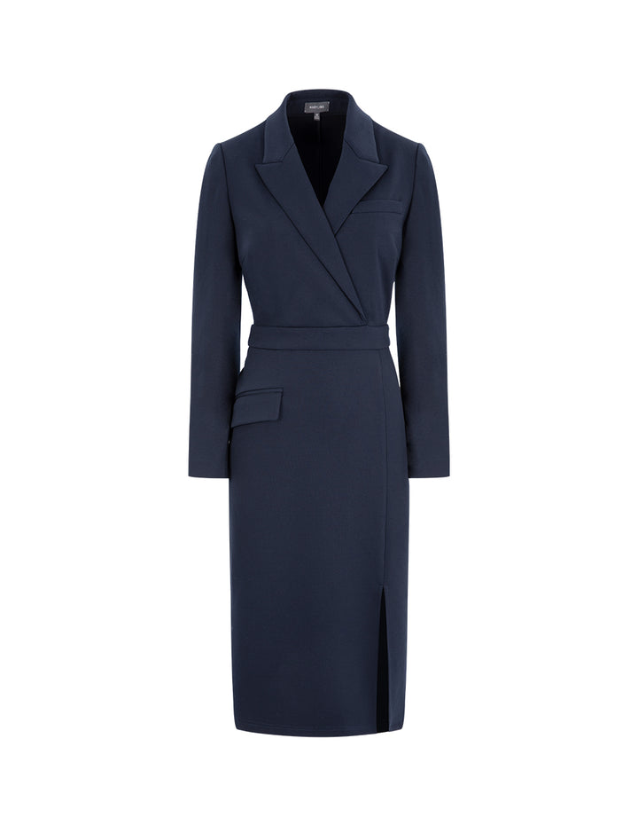 MARYLING Peak Lapel Knitted Suit Dress