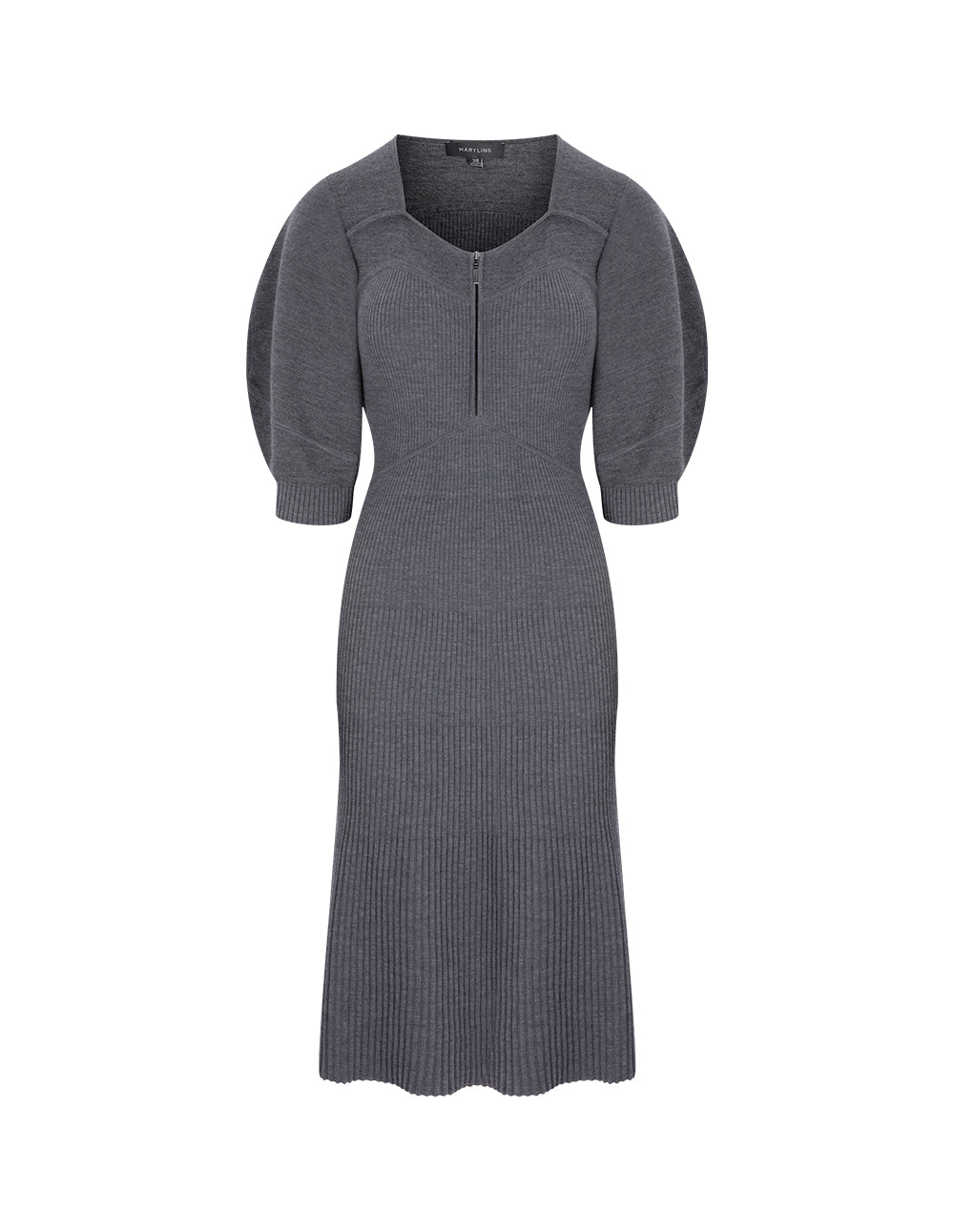 MARYLING Gray Metal Zip Knit Dress