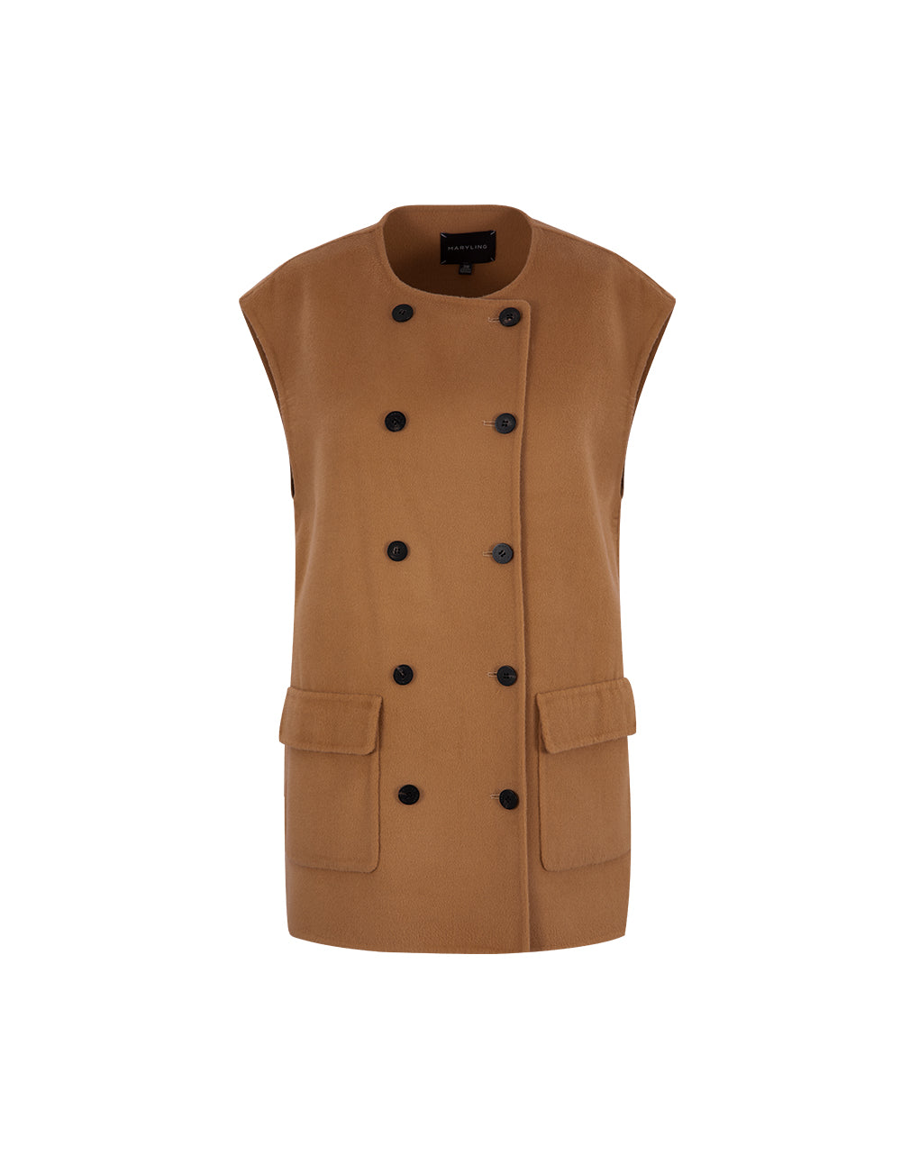 MARYLING Round Neck Double-Breasted Reversible Wool Vest