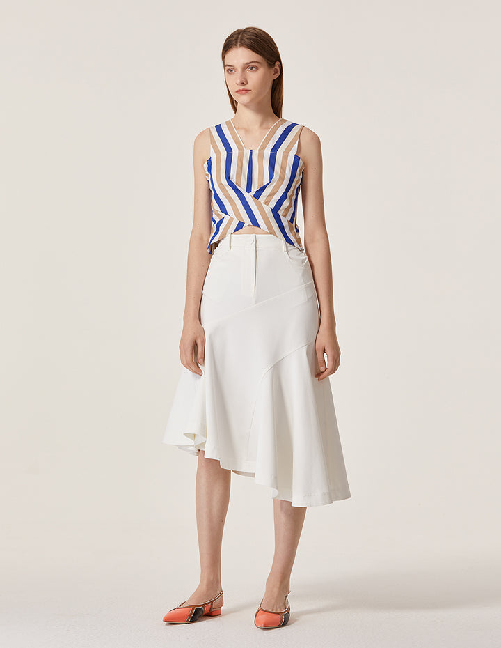 MARYLING Strip Pattern Sleeveless Slim Fit Cropped Top