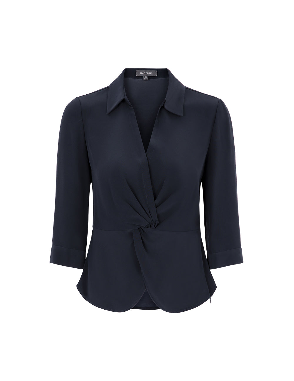MARYLING Navy Shirt V Neck Top