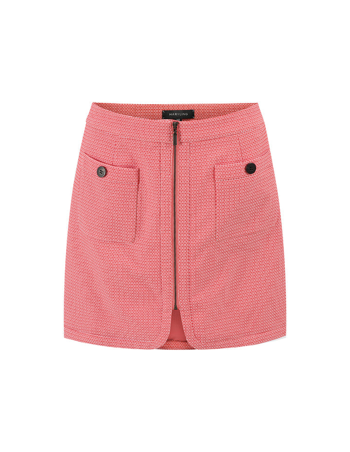 MARYLING Pink back-shaped metal zipper short skirt