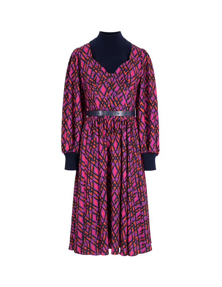 MARYLING Pleated Hem Puff Sleeve Dress