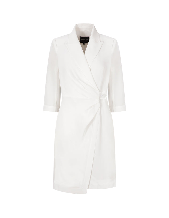MARYLING White Suit Waist Pleated Dress