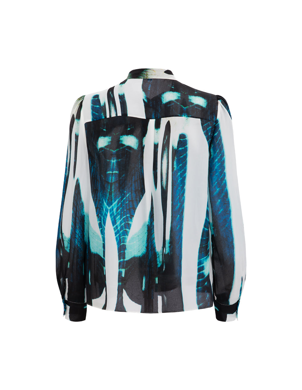 MARYLING Art Print Butterfly Tie Silk Shirt