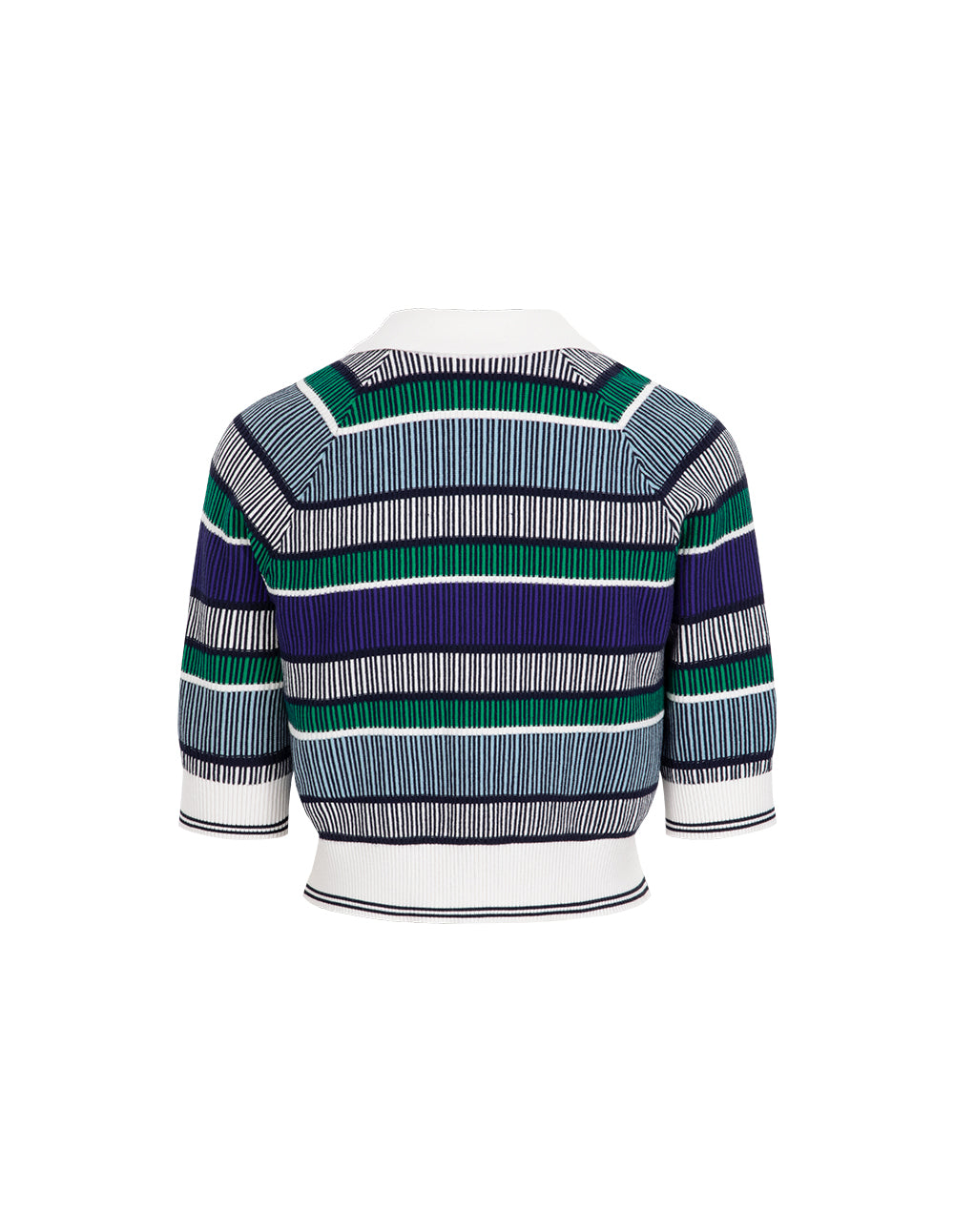 MARYLING Blue Green Striped Knitted Cardigan