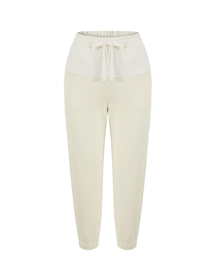 MARYLING off-white simple and elegant wool with stitching sweatpants
