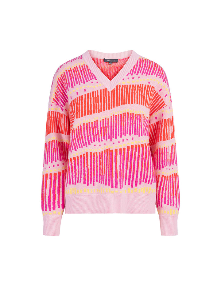 MARYLING  Strawberry Cream V-Neck Knitted Pullover