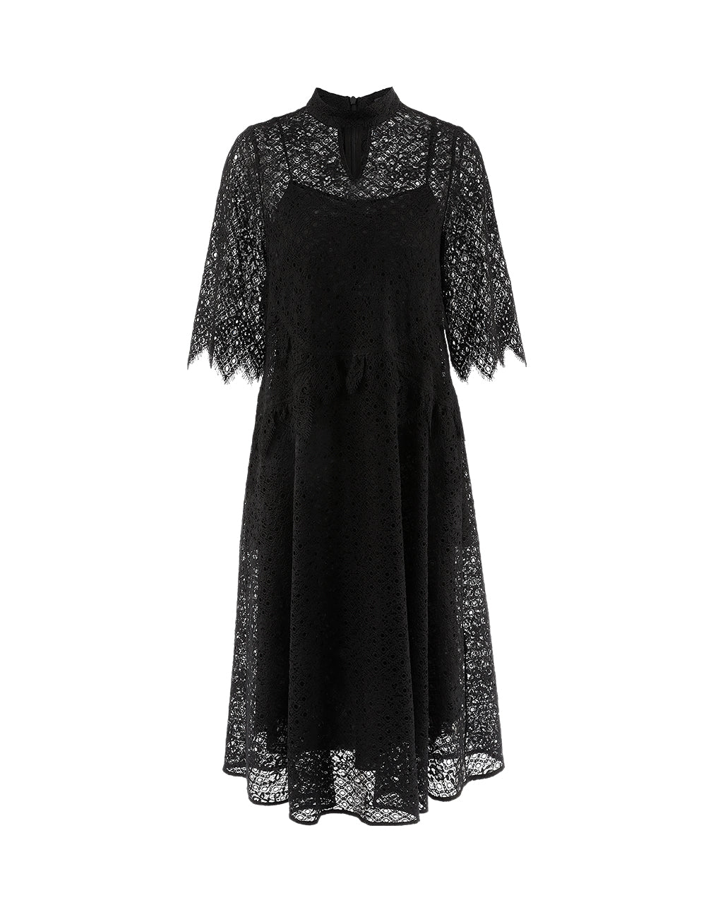 MARYLING High Collar A-Line Lace Dress
