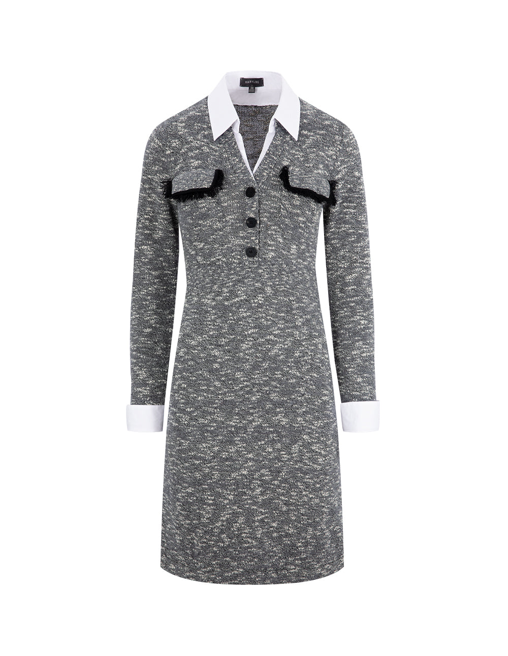 MARYLING Off-White Knit Shirt Collar Dress
