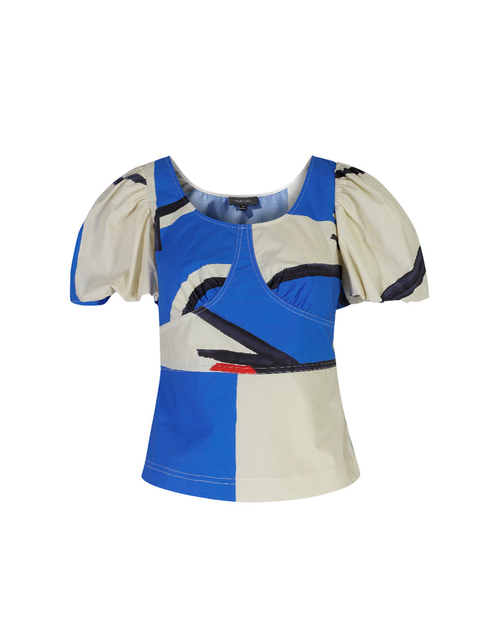 MARYLING V-neck puff sleeves top