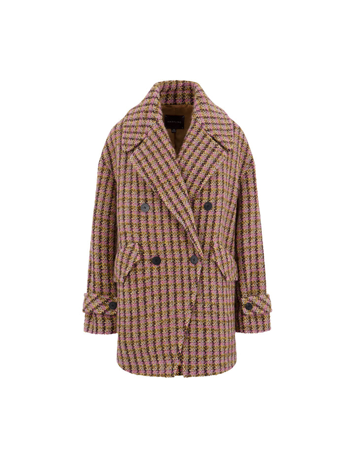 MARYLING Large Lapel Double-Breasted H-Shaped Midi Coat