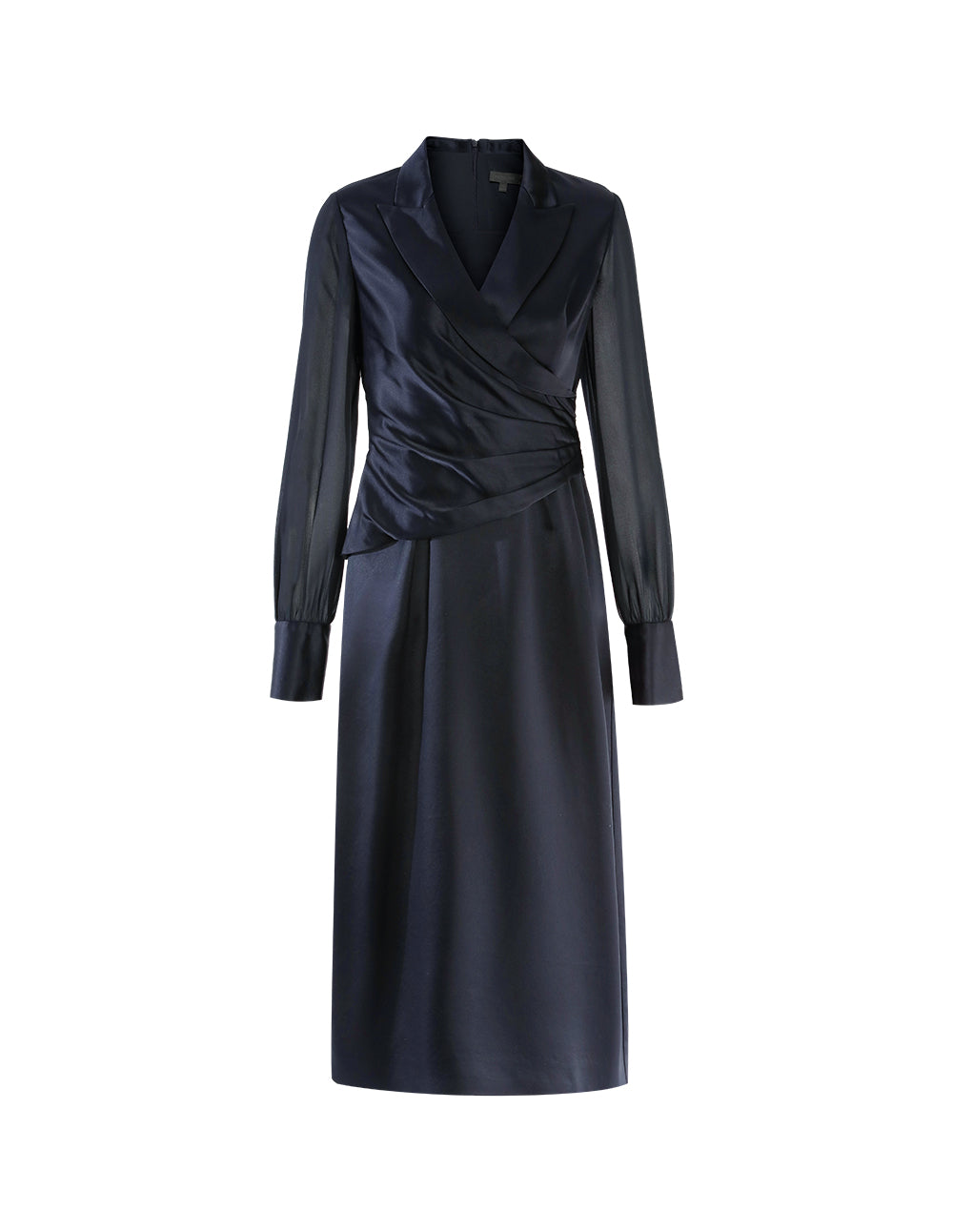 MARYLING Notch-Lapel Satin Acetate Dress