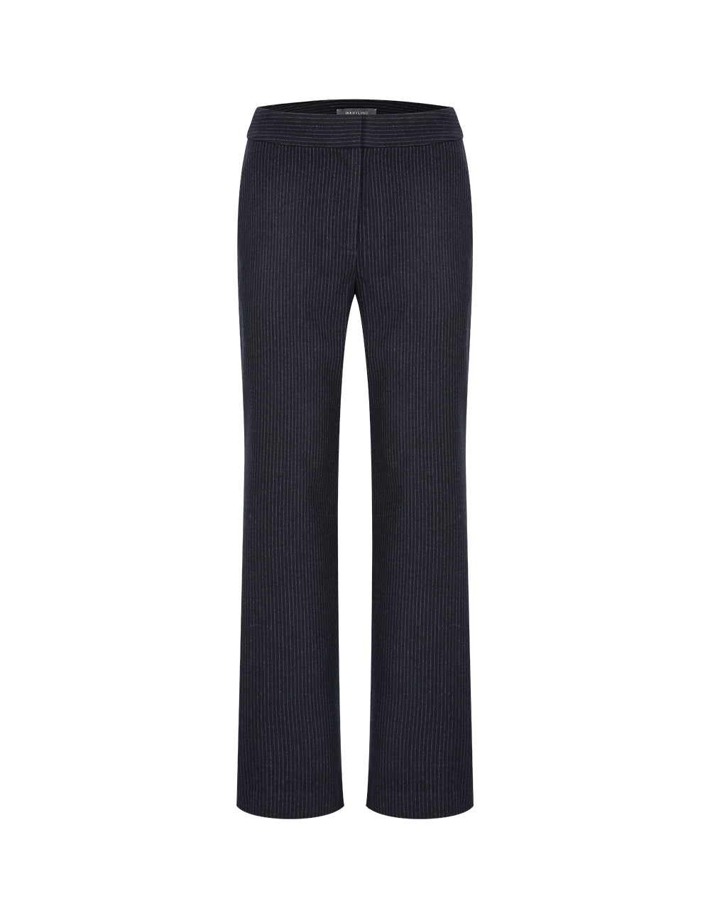 Maryling Navy Striped Straight-Fit Trousers