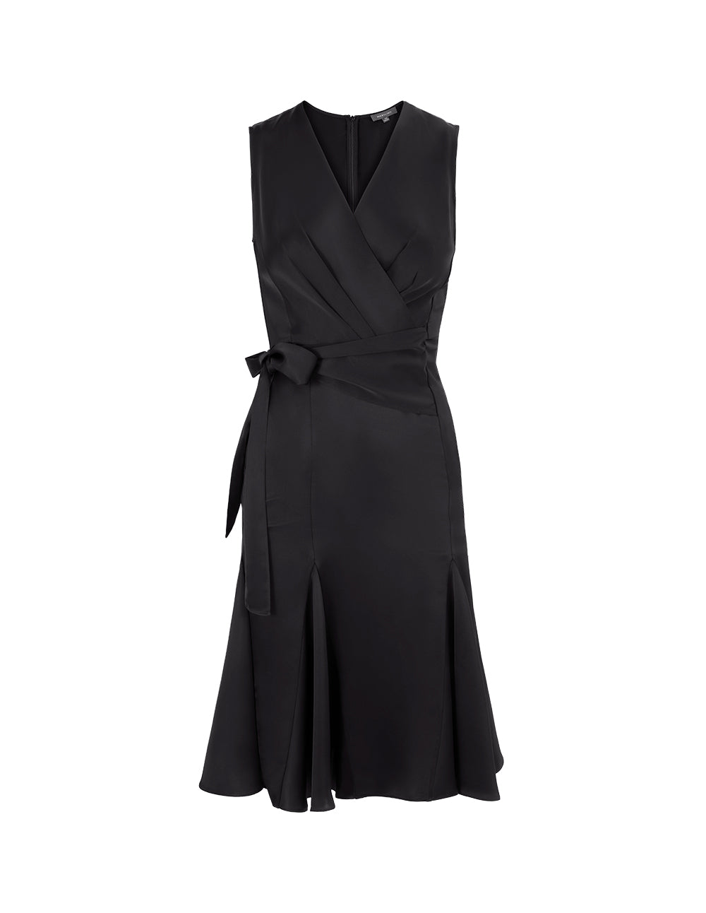 MARYLING Black V Neck Side Tie Mermaid Dress