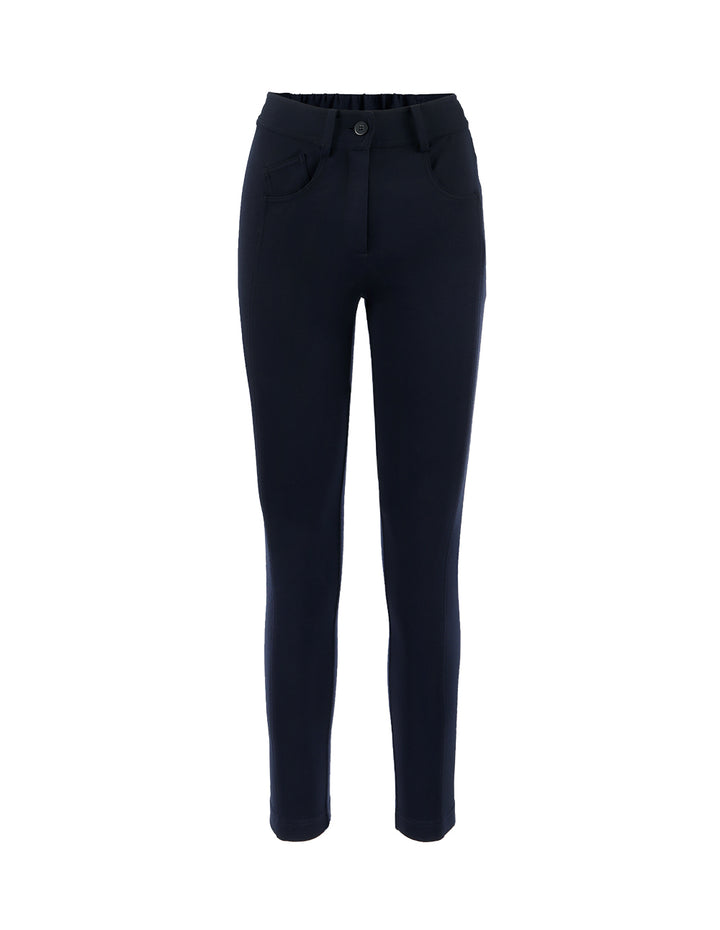 MARYLING Black Spandex Knit Slim Fit Pants