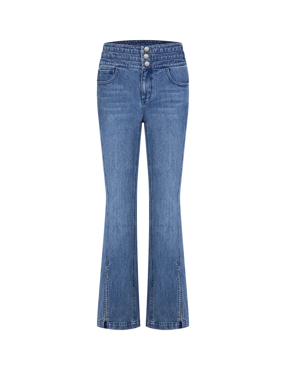 MARYLING Blue Denim Bootcut Jeans With Slit Hem