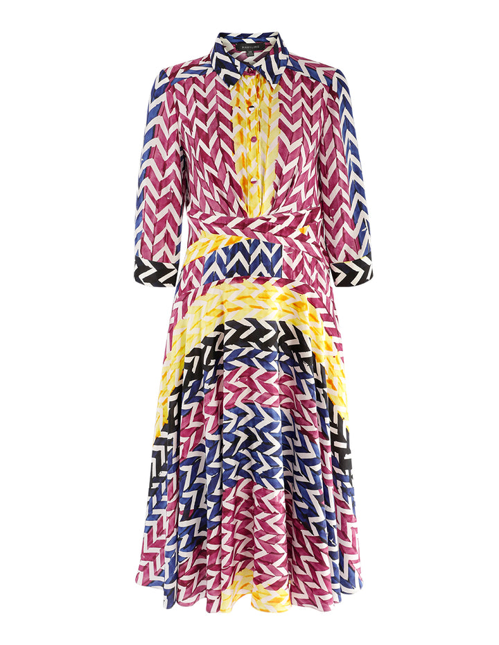 MARYLING Mid-Sleeve Striped Shirt Dress